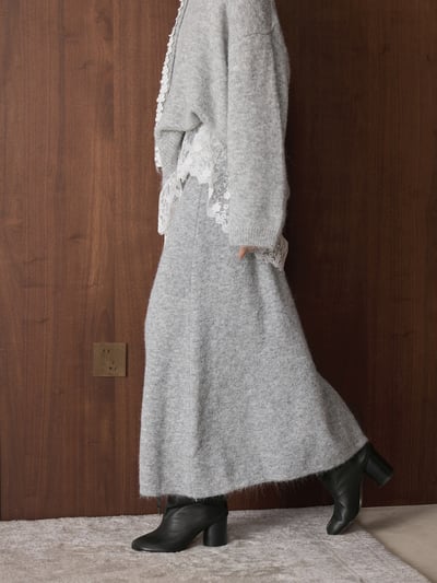 雷絲羊毛毛衣圍巾半身裙套裝5