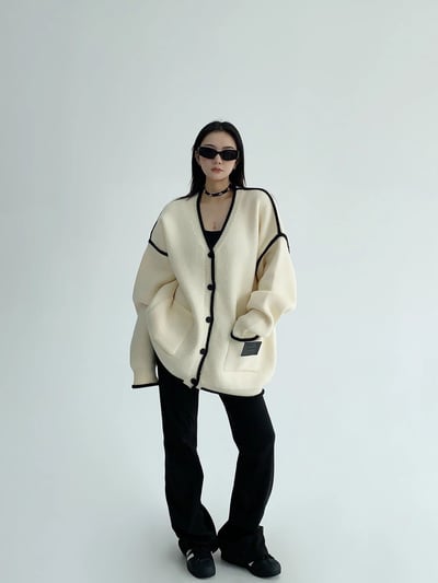 鬆弛感Ｖ領毛衣外套4