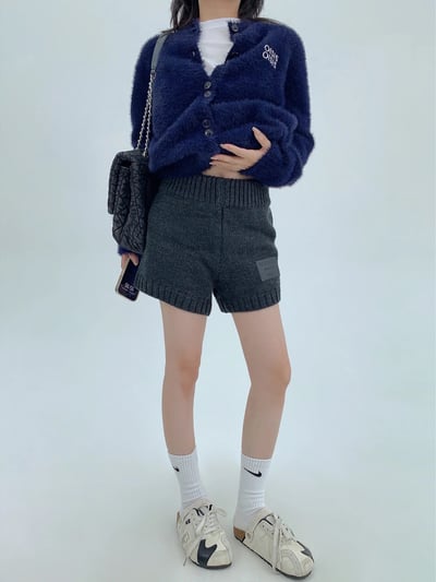 復古加厚針織短褲2