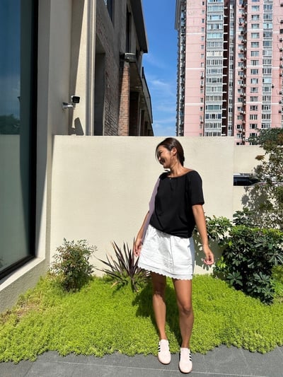 基本款斜肩輕薄露肩短袖棉質T卹20