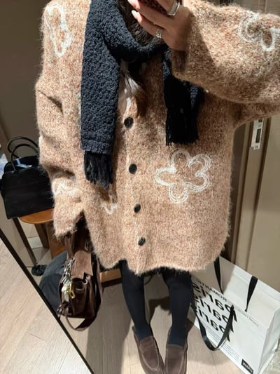 花朵刺繡針織外套厚款4