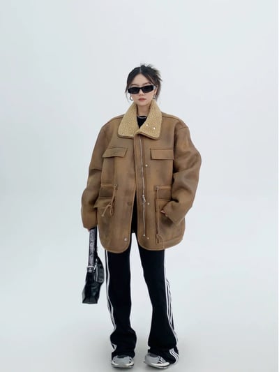 羊羔毛雙面穿麂皮外套3