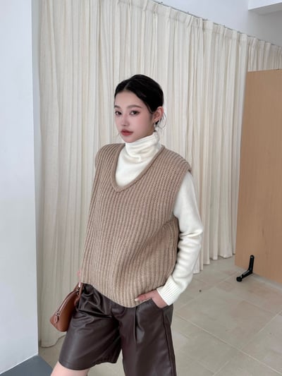 羊毛V領針織馬甲疊穿背心2