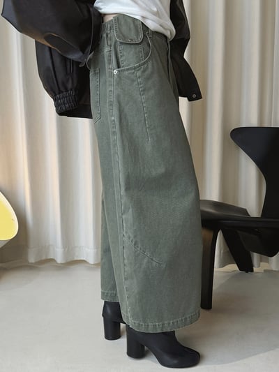 半鬆緊腰立體輪廓七分褲2