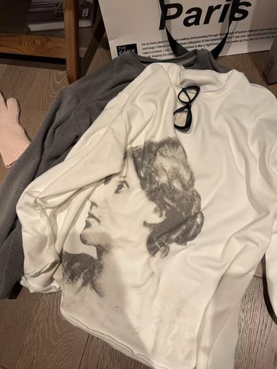 羊絨加絨人像長t恤9