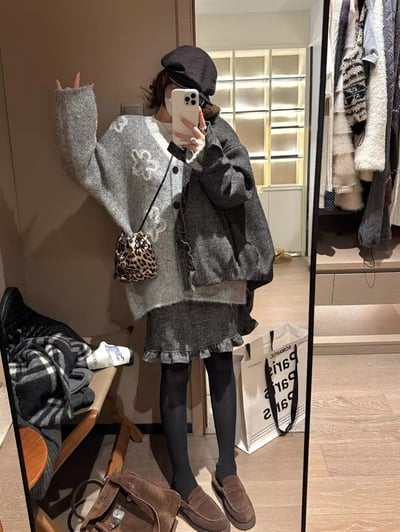 花朵刺繡針織外套厚款5