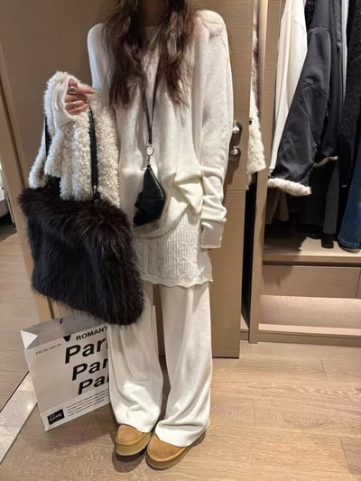 六羊毛軟糯屁簾針織長褲套裝3