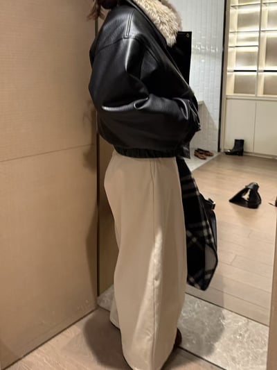 環保皮保暖毛領夾棉外套3