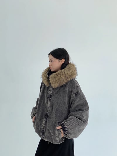 燈芯絨美式復古外套 (毛領可拆）3