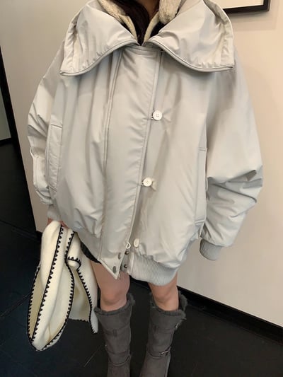 大領口鬆弛感棉服外套3