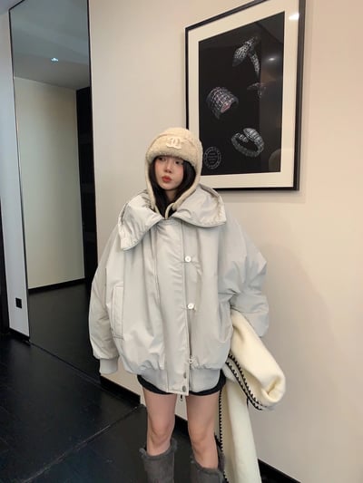 大領口鬆弛感棉服外套2