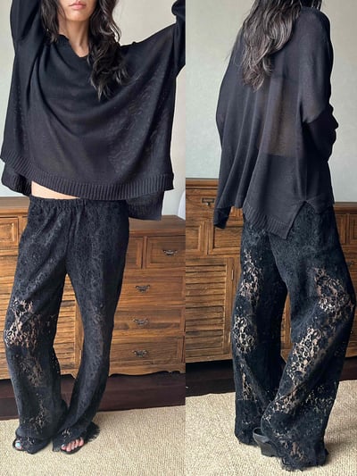 V領亞麻不規則針織鏤空罩衫5