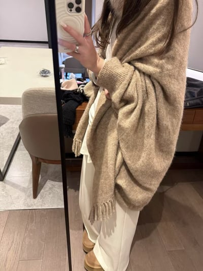 大披肩流蘇斗篷羊毛上衣10