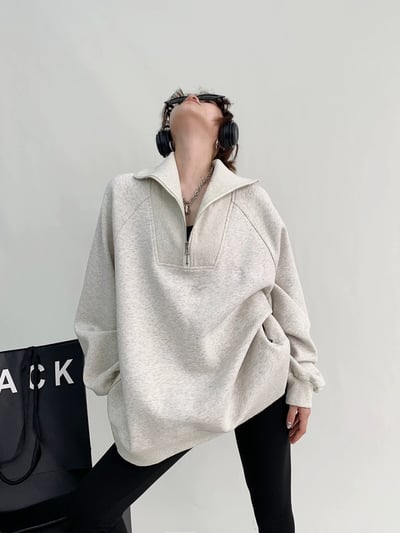 半拉鍊加厚連帽衛衣2