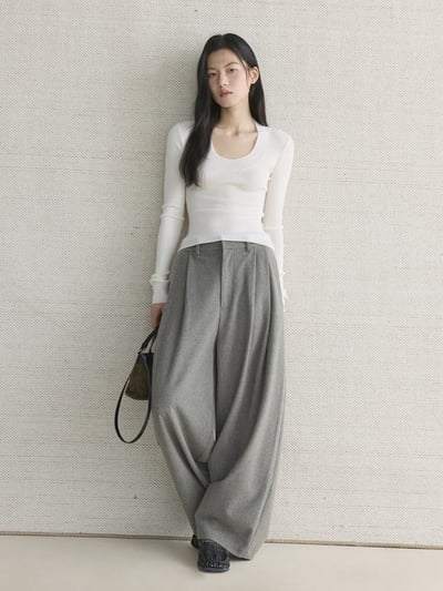 U領修身針舒適長袖上衣10