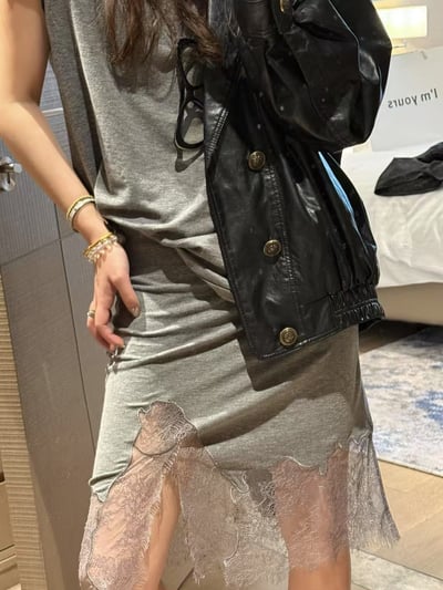亞麻羊絨雪花兩件式鬆緊腰中裙半身裙2