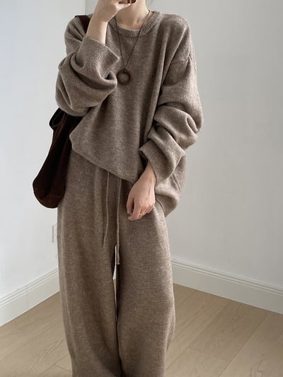 軟糯寬鬆套頭毛衣套裝2
