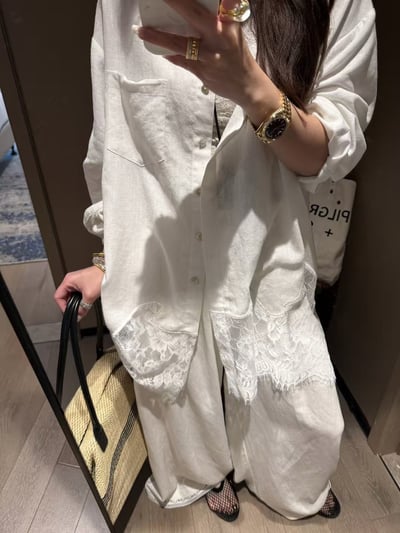 絲亞麻長袖蕾絲拼接防曬罩衫18