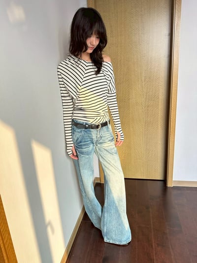 不規則剪裁露肩羊毛針織上衣12