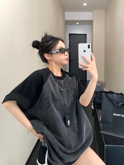 撞色純棉復古短Ｔ1