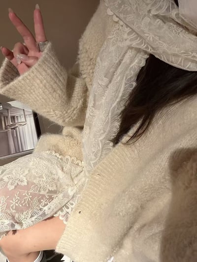 含毛羊駝流蘇毛衣大開衫21