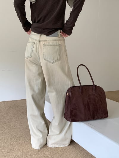 廢土髒洗牛褲天絲高腰牛仔褲2