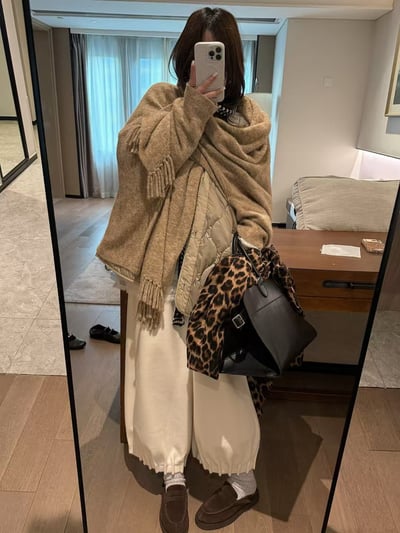 籠褲羊毛花苞加絨長褲13