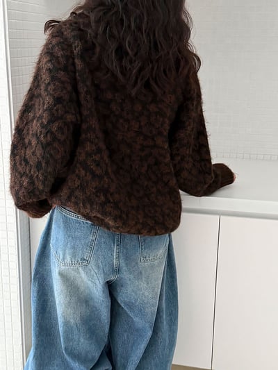 豹紋慵懶羊毛毛衣配圍巾3