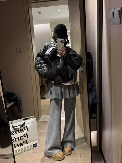 梨形磨毛喇叭百衛休閒褶13