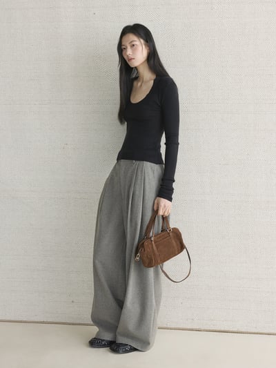 U領修身針舒適長袖上衣7