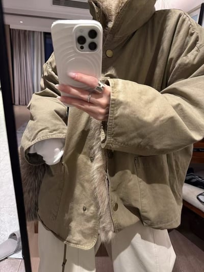 毛毛連帽派克夾棉夾克外套3