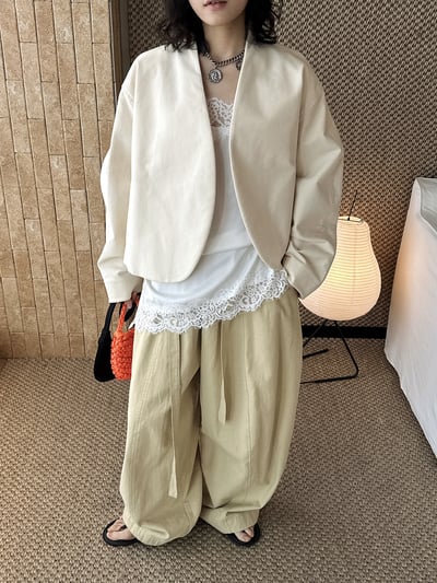 鬆弛感高腰褶皺闊腿配腰帶長褲6