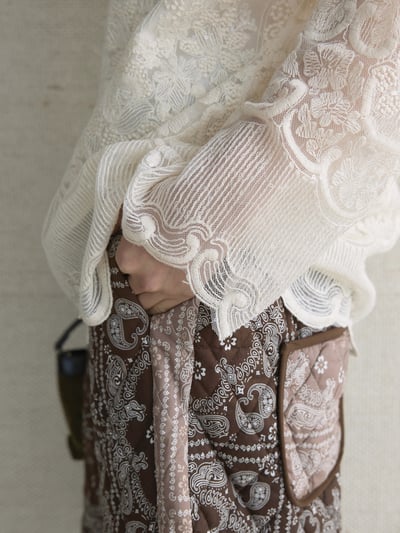 蕾絲雙層內襯透膚立體刺繡6