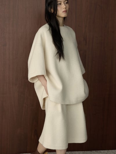 復古蓴色褶襉羊毛針織五分褲12