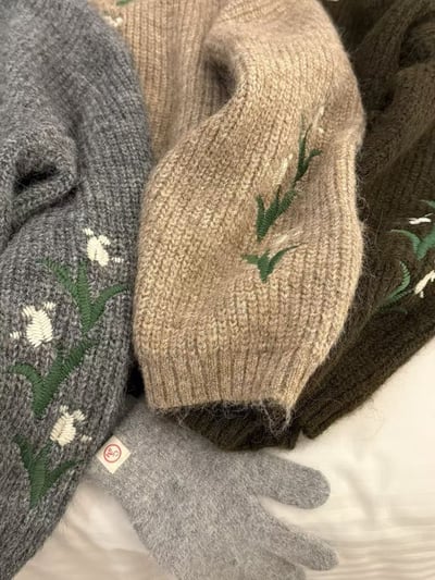 羊駝毛刺繡毛衣開衫外套9