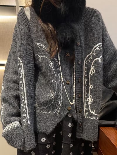 羊毛 2件式分開刺繡馬甲毛衣12