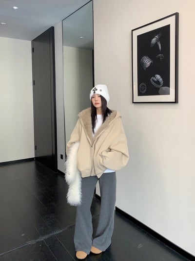 短款洋氣雙面重磅加厚連帽外套5