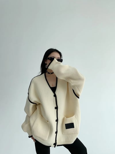 鬆弛感Ｖ領毛衣外套5