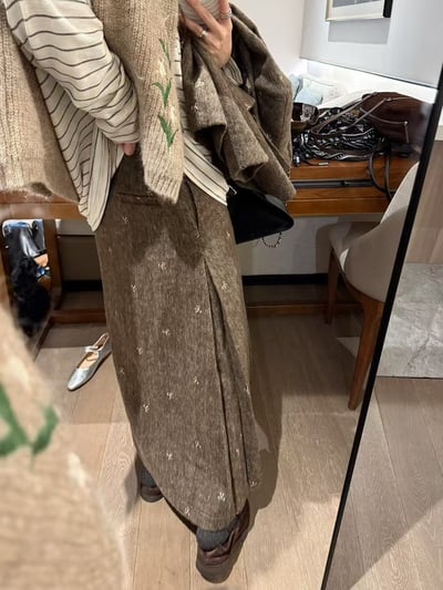 蝴蝶結毛呢半身裙西裝外套套裝4