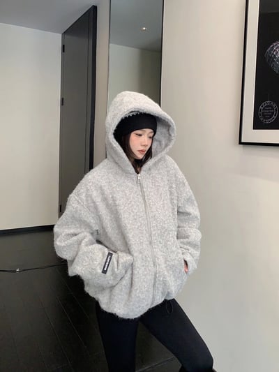 冬季復古高級感加厚連帽外套2