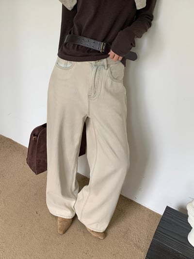 廢土髒洗牛褲天絲高腰牛仔褲6