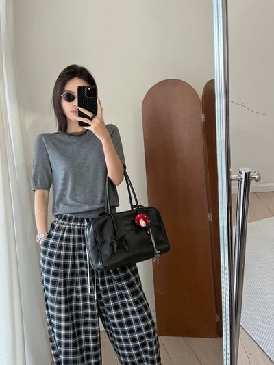 春季羊毛短袖圓領針織開襟衫薄外套兩件式9