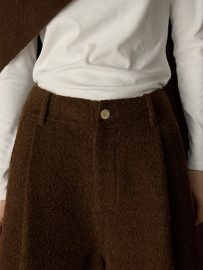 復古蓴色褶襉羊毛針織五分褲9