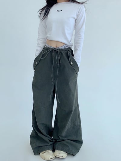 美式復古直筒闊腿褲3