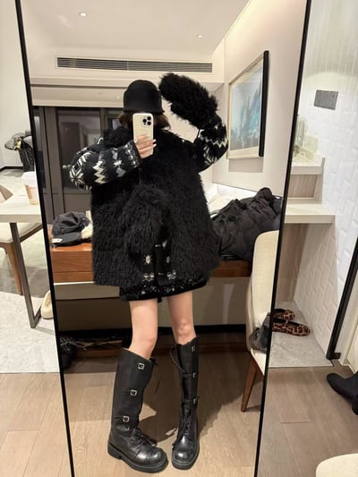 針織毛衣牛角扣費爾島開衫6