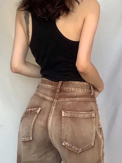 北歐品牌細帶吊帶螺紋工字低領背心4