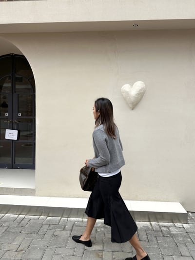 秋冬西裝中低腰半身魚尾裙不規則下擺立體百褶裙6