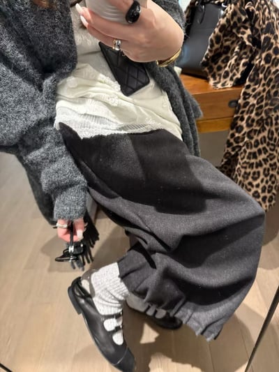 籠褲羊毛花苞加絨長褲7