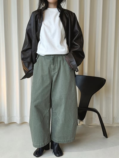 半鬆緊腰立體輪廓七分褲3