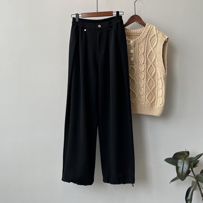 垂感鬆緊腰闊腿褲6